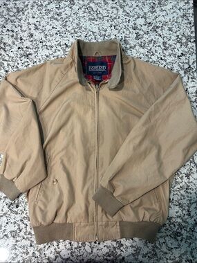 Land’s End Tan Harrington-Style Jacket - Casual Zip Front